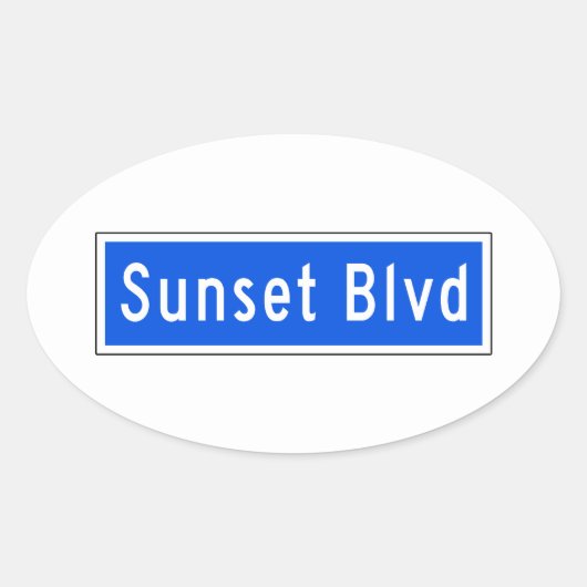 Sunset Boulevard, Los Angeles, CA Street Sign Ovale Sticker (Voorkant)