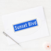 Sunset Boulevard, Los Angeles, CA Street Sign Ovale Sticker (Envelop)