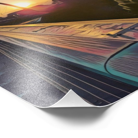 Sunset Bridge-poster Foto Afdruk (Hoek)