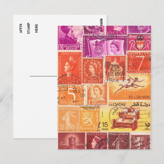 Sunset Briefkaart, Postage Art Collage Briefkaart (Voorkant / Achterkant)