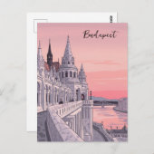 Sunset Budapest Hungary Fisherman's Bastion Travel Briefkaart (Voorkant / Achterkant)