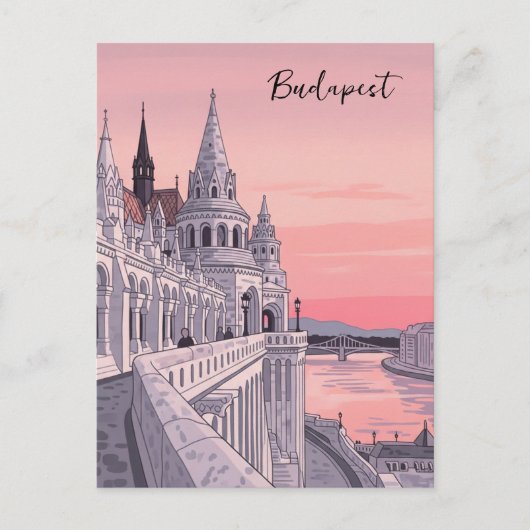 Sunset Budapest Hungary Fisherman's Bastion Travel Briefkaart (Voorkant)