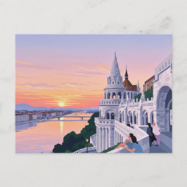Sunset Budapest Hungary Fisherman's Bastion Travel Briefkaart
