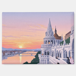 Sunset Budapest Hungary Fisherman's Bastion Travel Magneet