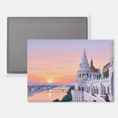 Sunset Budapest Hungary Fisherman's Bastion Travel Magneet (Voorkant / Achterkant)