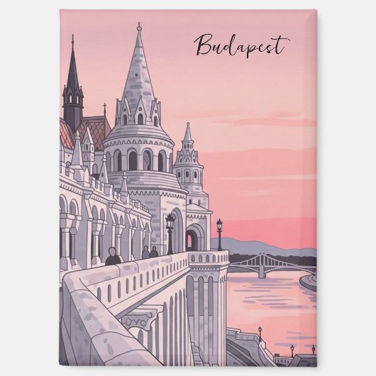 Sunset Budapest Hungary Fisherman's Bastion Travel Magneet (Voorkant)