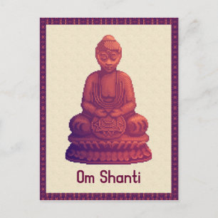 Sunset Buddha Pixel Art Briefkaart