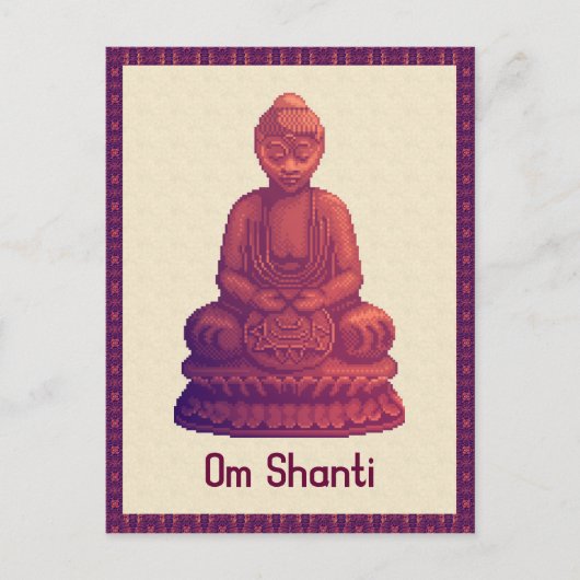 Sunset Buddha Pixel Art Briefkaart (Voorkant)