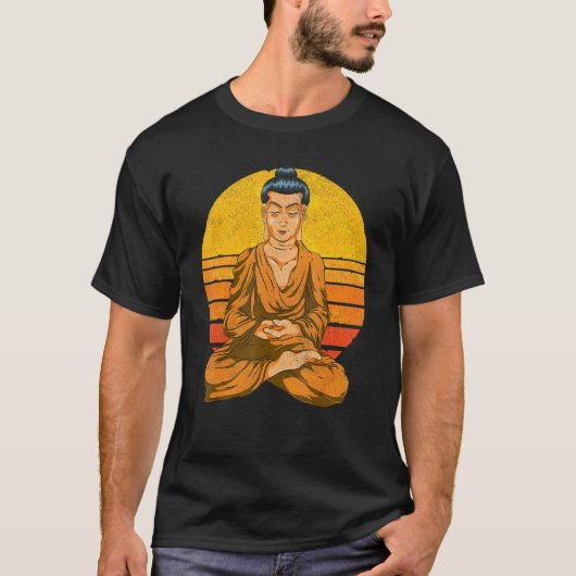 Sunset Buddhist Spiritual Meditation Buddhism Retr T-shirt (Voorkant)
