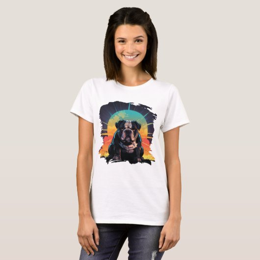 Sunset Bulldog Vibes T-shirt (Voorkant volledig)