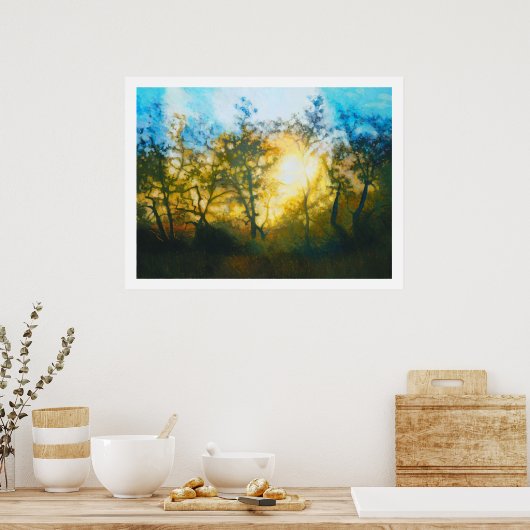 Sunset by Central Coast Oaks Poster (Keuken)