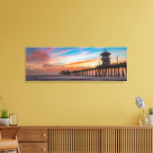 Sunset by Huntington Beach Pier in Californië Canvas Afdruk (Insitu (Woonkamer))