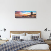 Sunset by Huntington Beach Pier in Californië Canvas Afdruk (Insitu (Slaapkamer))