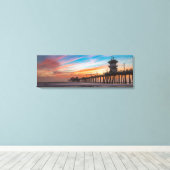 Sunset by Huntington Beach Pier in Californië Canvas Afdruk (Insitu (Houten vloer))