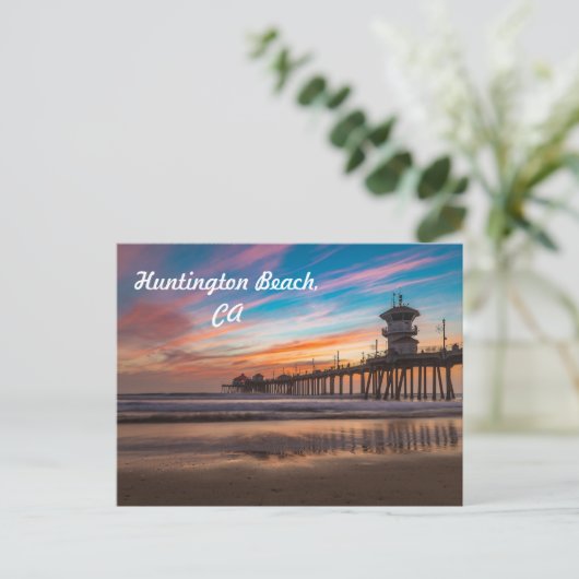 Sunset by the Huntington Beach Pier in California Briefkaart (Staand voorkant)