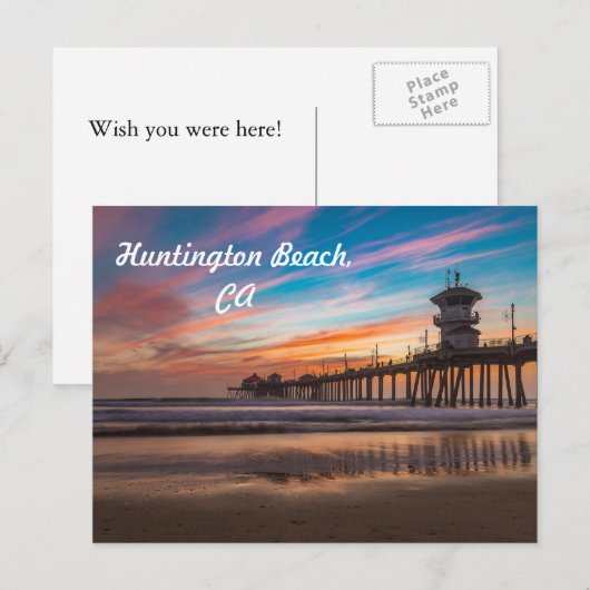 Sunset by the Huntington Beach Pier in California Briefkaart (Voorkant / Achterkant)