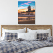 Sunset by the Huntington Beach Pier in California Canvas Afdruk (Insitu (Slaapkamer))