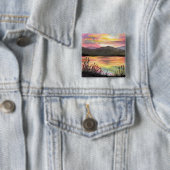 Sunset by the Lake Vierkante Button 5,1 Cm (In situ)