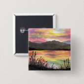 Sunset by the Lake Vierkante Button 5,1 Cm (Voorkant /achterkant)
