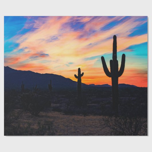 Sunset Cactus Desert Dusk Cadeaupapier (Vlak)