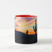 Sunset Cactus Desert Dusk Mok (Midden)
