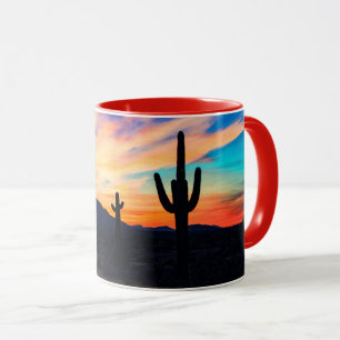 Sunset Cactus Desert Dusk Mok