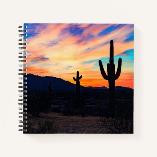 Sunset Cactus Desert Dusk Notitieboek (Voorkant)