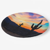 Sunset Cactus Desert Dusk Papieren Bordje (Gekanteld)
