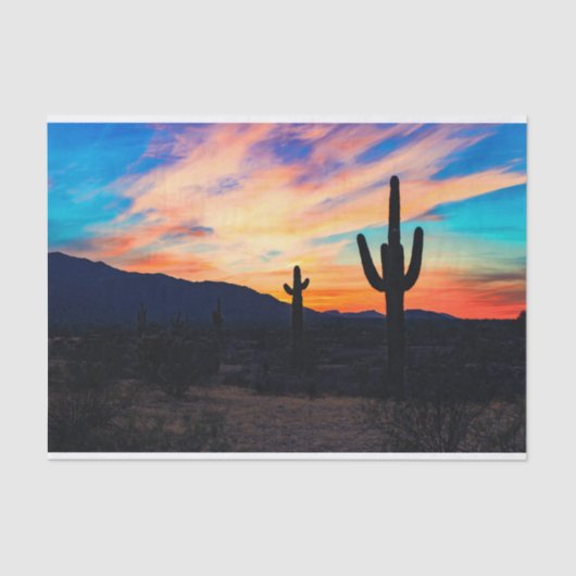 Sunset Cactus Desert Dusk Tissuepapier (Voorkant)