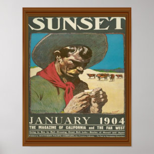 Sunset California Cowboy Magazine Hoesje Poster