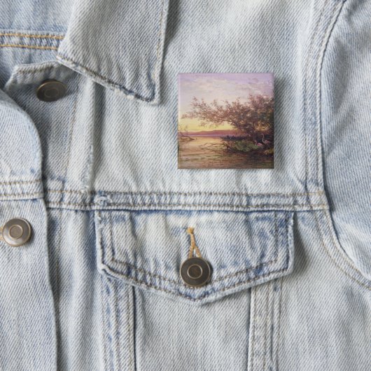 Sunset, Camargue Vierkante Button 5,1 Cm (In situ)