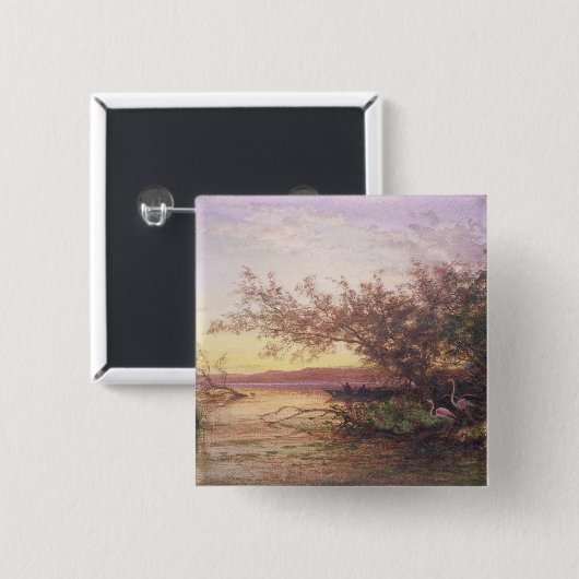 Sunset, Camargue Vierkante Button 5,1 Cm (Voorkant /achterkant)