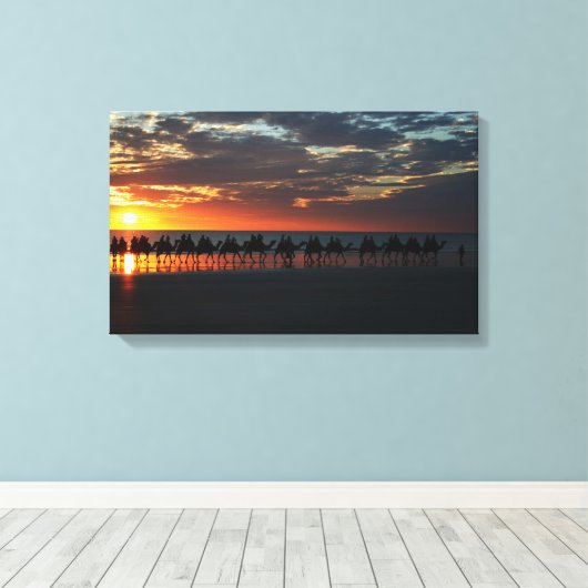 Sunset Camel Ride, Broome, Australië - Canvas (Insitu (Houten vloer))