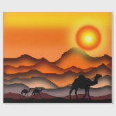 Sunset Camel Wrapping Paper Cadeaupapier (Vlak)