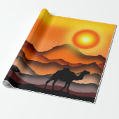 Sunset Camel Wrapping Paper Cadeaupapier (Uitgerold)