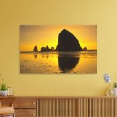 Sunset, Cannon Beach, Oregon Canvas Afdruk (Insitu (Woonkamer))
