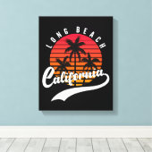 Sunset Canvas — Long Beach Retro Sunset Print (Insitu (Houten vloer))