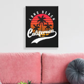 Sunset Canvas — Long Beach Retro Sunset Print (Insitu (Woonkamer))