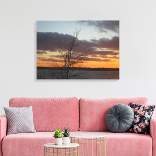Sunset Canvas meer - 23,17 x 16,50 inch Afdruk (Insitu (Woonkamer))
