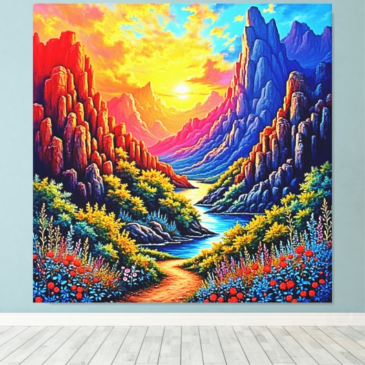  Sunset Canyon River Art Canvas Afdruk (Insitu (Houten vloer))