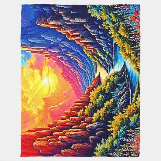 Sunset Canyon River Art Fleece Deken (Voorkant)
