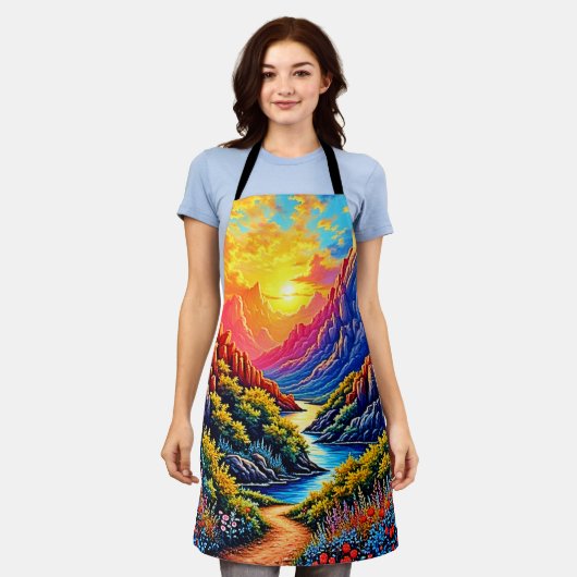 Sunset Canyon River Art Schort (Gedragen)