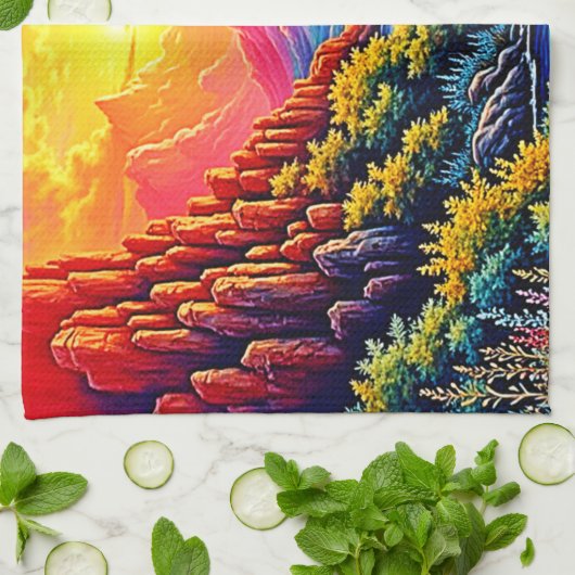 Sunset Canyon River Art Theedoek (Gevouwen)