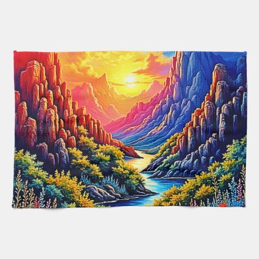 Sunset Canyon River Art Theedoek (Horizontaal)