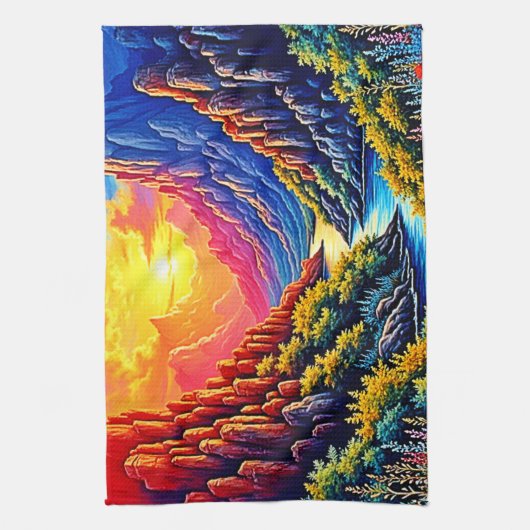  Sunset Canyon River Art Theedoek (Verticaal)