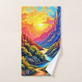 Sunset Canyon River Kunst Bad Handdoek (Handdoek)