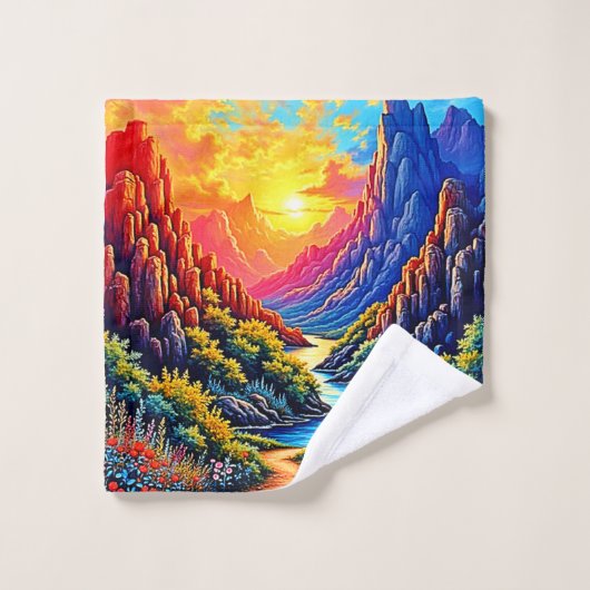 Sunset Canyon River Kunst Bad Handdoek (Wasdoekje)