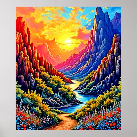Sunset Canyon River Kunst Poster (Voorkant)