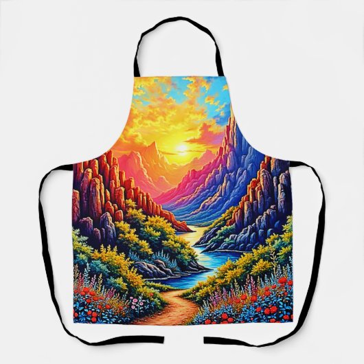 Sunset Canyon River Kunst Schort (Voorkant)