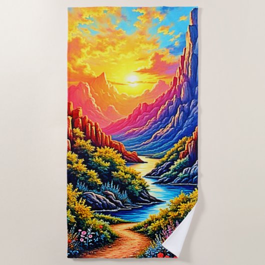  Sunset Canyon River Kunst Strandlaken (Voorkant)